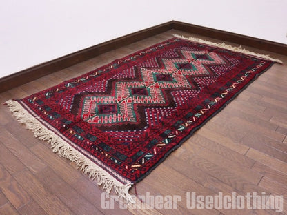 RAGQ207 未使用品 アフガンラグ ビンテージトライバルラグ ウール絨毯 150cm×88cm
