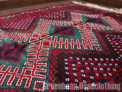 RAGQ207 未使用品 アフガンラグ ビンテージトライバルラグ ウール絨毯 150cm×88cm