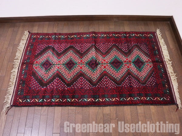 RAGQ207 未使用品 アフガンラグ ビンテージトライバルラグ ウール絨毯 150cm×88cm