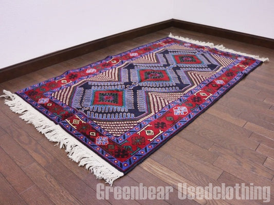 RAGQ204 未使用品 アフガンラグ ビンテージトライバルラグ ウール絨毯 145cm×88cm