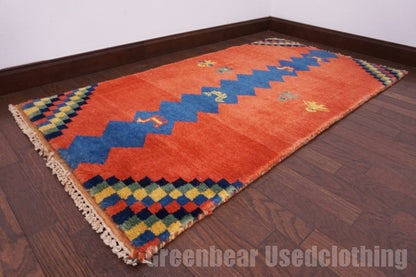 RAGG282 ビンテージトライバルラグ ウール絨毯 138cm×71cm