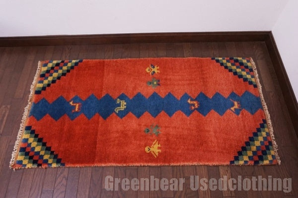 RAGG282 ビンテージトライバルラグ ウール絨毯 138cm×71cm