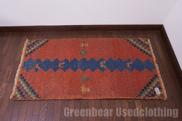 RAGG282 ビンテージトライバルラグ ウール絨毯 138cm×71cm