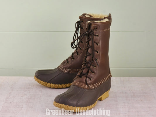 F004 USA製 L.L.Bean ビーンブーツ インナーボア 茶 レディース W6M 24cm