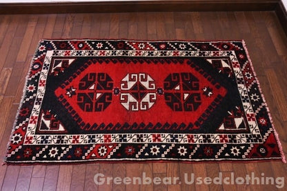 RAGR645 ビンテージトライバルラグ ウール絨毯 82cm×126cm