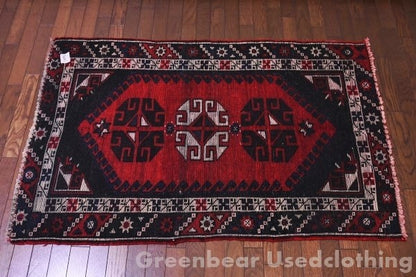 RAGR645 ビンテージトライバルラグ ウール絨毯 82cm×126cm