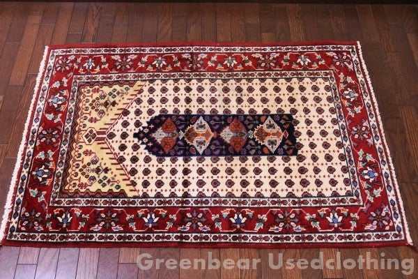 RAGR670 ビンテージトライバルラグ ウール絨毯 78cm×123cm