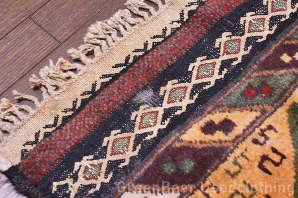 RAGU020 トライバルラグ 138cm×90cm アフガン地図 ウール絨毯 ヴィンテージ