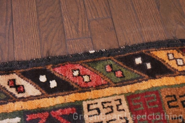 RAGU020 トライバルラグ 138cm×90cm アフガン地図 ウール絨毯 ヴィンテージ