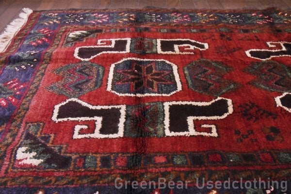 RAGU038 トライバルラグ 137cm×89.5cm ウール絨毯 アンティーク ヴィンテージ