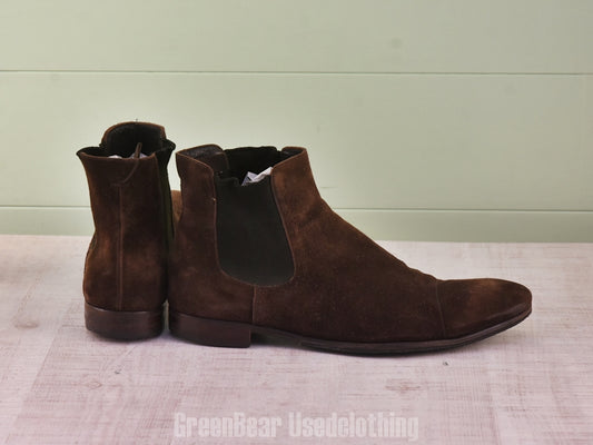 F114 イタリア製 PRADA サイドゴアブーツ スウェード 茶 メンズ 8.5 26.5cm