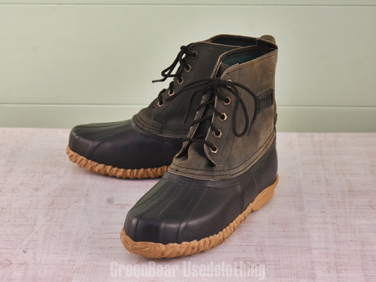 F115 カナダ製 SOREL ビンテージ ビーンブーツ 裏地付き 緑 レディース wos7 24cm