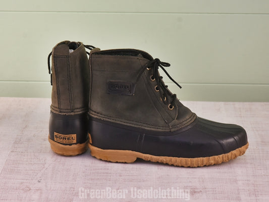 F115 カナダ製 SOREL ビンテージ ビーンブーツ 裏地付き 緑 レディース wos7 24cm