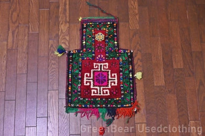 RAGT232 ミニ絨毯 ビンテージ トライバルラグ ウール絨毯 57cm×38.5cm