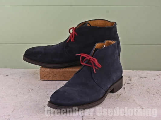 メンズ RUSSELL&Bromley チャッカブーツ スウェード 紺 9 27cm B076