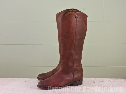 メキシコ製 FRYE レディースブーツ 茶 7B 24cm Z039