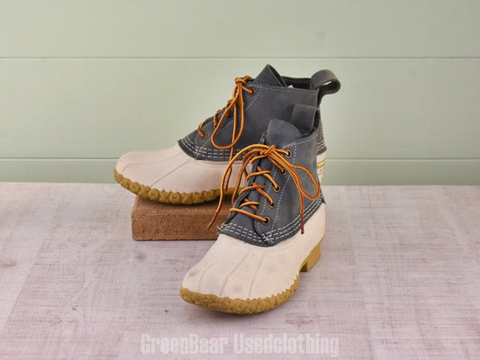 F122 USA製 L.L.Bean ビーンブーツ 青系×白 レディース W6M 24cm