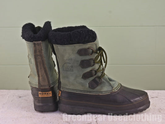 カナダ製 SOREL ビンテージ スノーブーツ 緑 レディース W7 24cm Z071