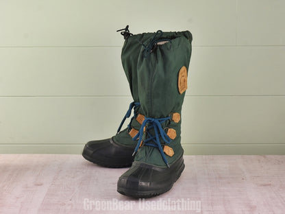 F157 カナダ製 SOREL ビンテージ スノーブーツ ナイロン 緑 レディース 6wos 24cm