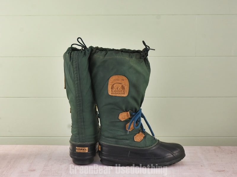 F157 カナダ製 SOREL ビンテージ スノーブーツ ナイロン 緑 レディース 6wos 24cm