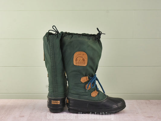 F157 カナダ製 SOREL ビンテージ スノーブーツ ナイロン 緑 レディース 6wos 24cm
