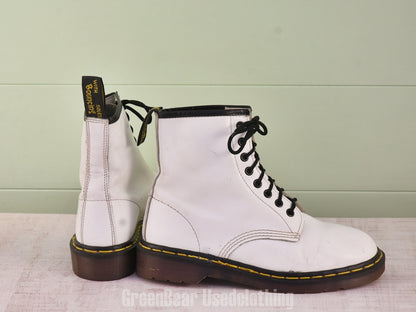 F167 イギリス製 Dr.Martens ビンテージ 8ホールブーツ 白 レディース 7 25cm