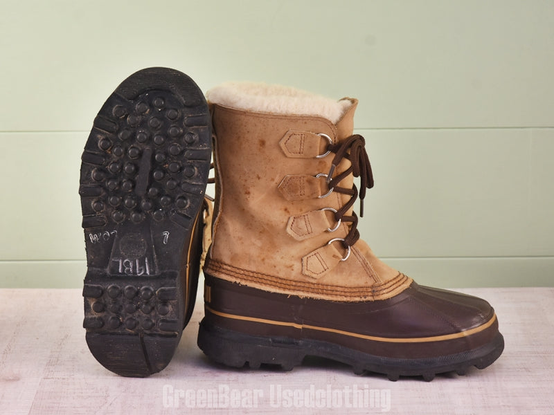 F186 カナダ製 SOREL×エディーバウアー ビンテージ スノーブーツ 茶 レディース 7F 24cm