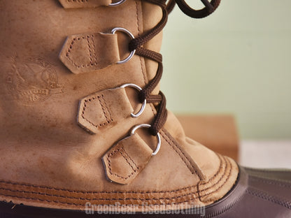 F186 カナダ製 SOREL×エディーバウアー ビンテージ スノーブーツ 茶 レディース 7F 24cm