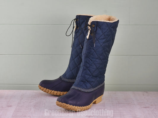 E393 USA製 L.L.Bean ビーンブーツ ナイロン 紺 メンズ 10M 28cm