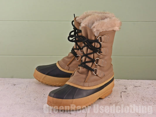 カナダ製 SOREL ビンテージ スノーブーツ 茶 レディース 6W 23cm B187