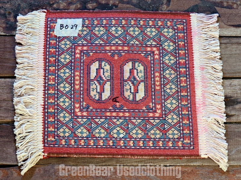 RAGB029 ヴィンテージ ミニラグ トライバルラグ 絨毯 31cm×29cm