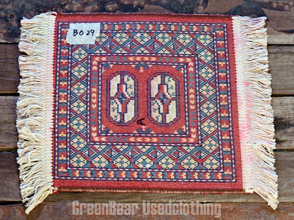 RAGB029 ヴィンテージ ミニラグ トライバルラグ 絨毯 31cm×29cm