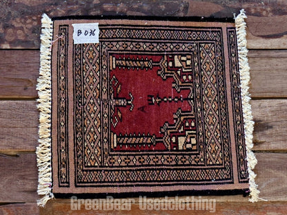 RAGB036 ヴィンテージ ミニラグ トライバルラグ 絨毯 30cm×29.5cm