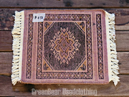 RAGB038 ヴィンテージ ミニラグ トライバルラグ 絨毯 31cm×29cm