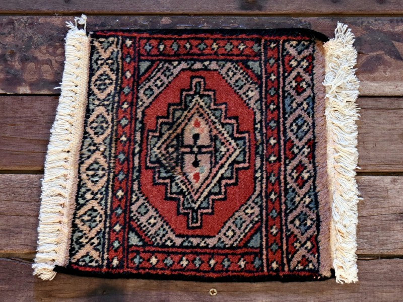 RAGB072 ヴィンテージ ミニラグ トライバルラグ 絨毯 27.5cm×25cm