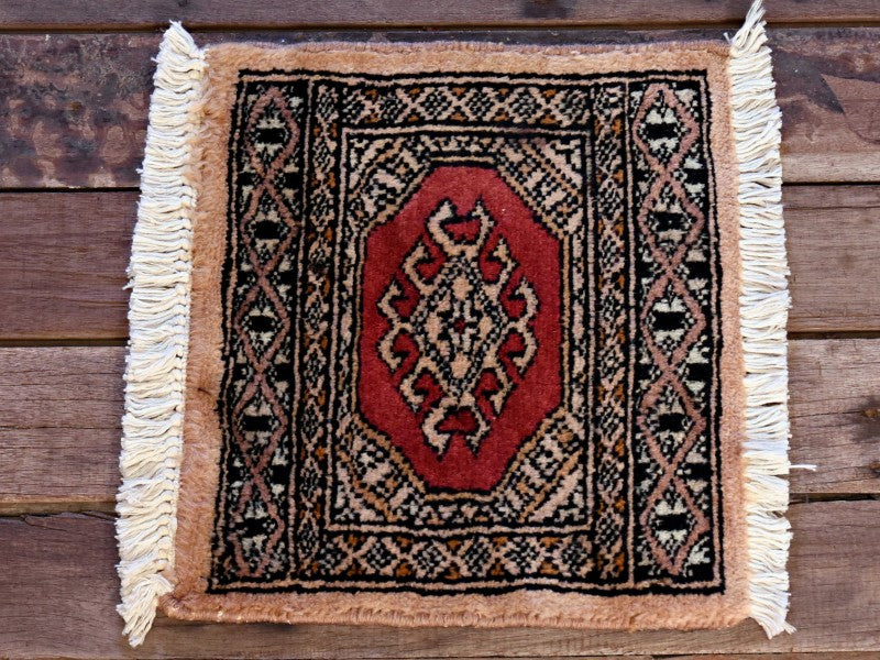 RAGB081 ヴィンテージ ミニラグ トライバルラグ 絨毯 32cm×28cm
