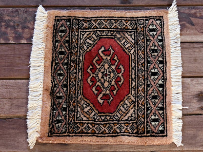 RAGB081 ヴィンテージ ミニラグ トライバルラグ 絨毯 32cm×28cm