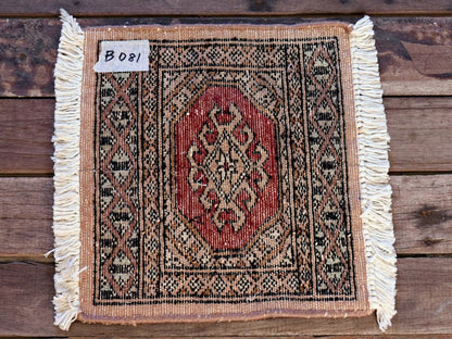 RAGB081 ヴィンテージ ミニラグ トライバルラグ 絨毯 32cm×28cm