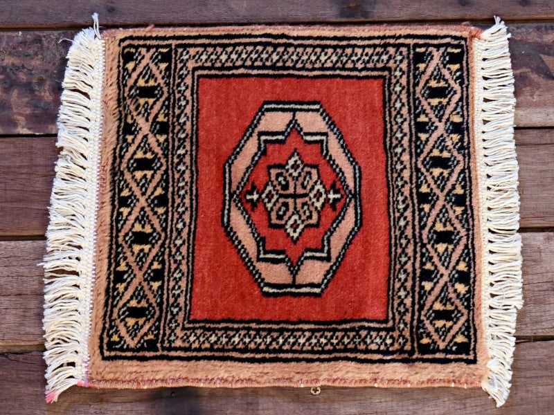 RAGB084 ヴィンテージ ミニラグ トライバルラグ 絨毯 29.5cm×29.5cm