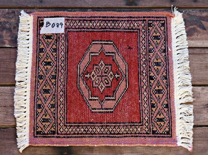 RAGB084 ヴィンテージ ミニラグ トライバルラグ 絨毯 29.5cm×29.5cm
