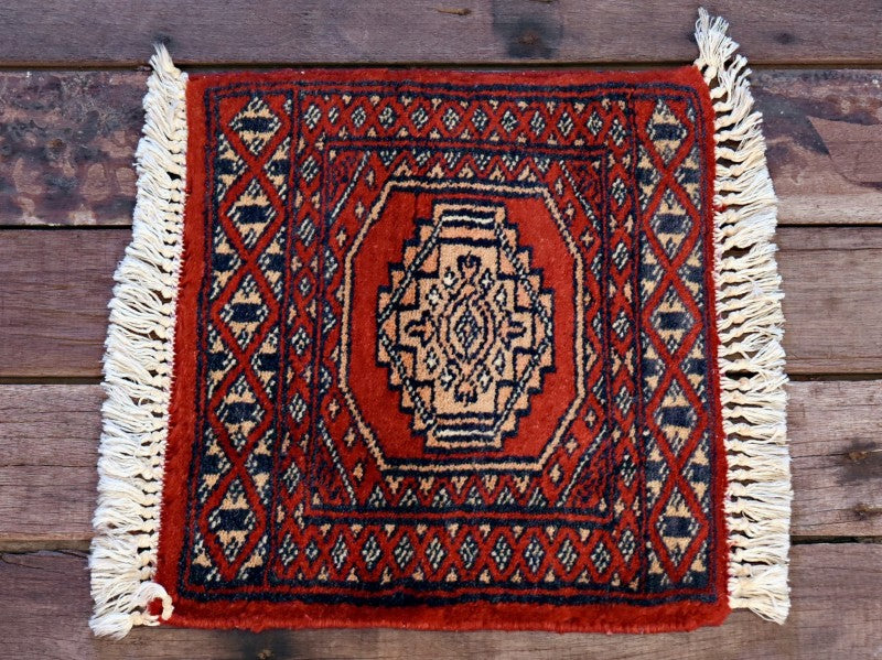 RAGB117 ヴィンテージ ミニラグ トライバルラグ 絨毯 30cm×27cm