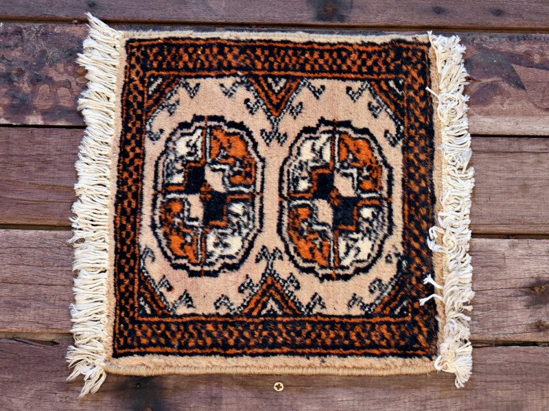 RAGB132 ヴィンテージ ミニラグ トライバルラグ 絨毯 28cm×26cm