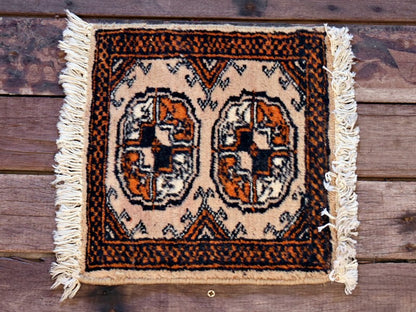 RAGB132 ヴィンテージ ミニラグ トライバルラグ 絨毯 28cm×26cm
