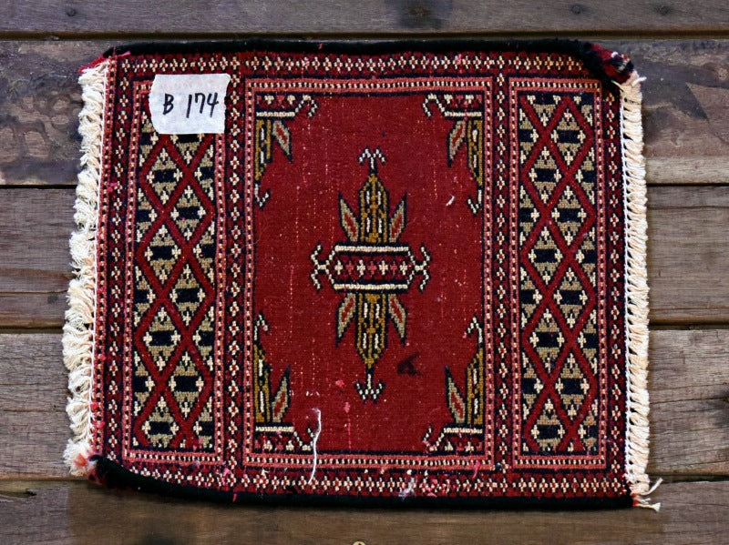 RAGB174 ヴィンテージ ミニラグ トライバルラグ 絨毯 26.5cm×28cm