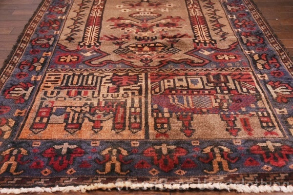 RAGU059 トライバルラグ 86cm×119cm ウール絨毯 アンティーク ヴィンテージ