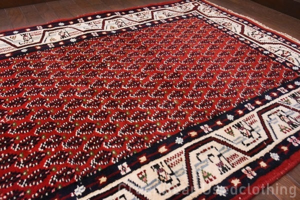 RAGU063 トライバルラグ 163cm×89cm ウール絨毯 アンティーク ヴィンテージ