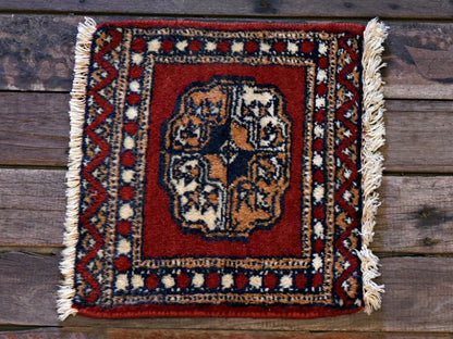 RAGB213 ヴィンテージ ミニラグ トライバルラグ 絨毯 32.5cm×27.5cm