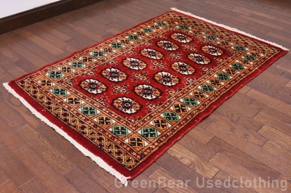 RAGU065 トライバルラグ 116.5cm×78cm ウール絨毯 アンティーク ヴィンテージ