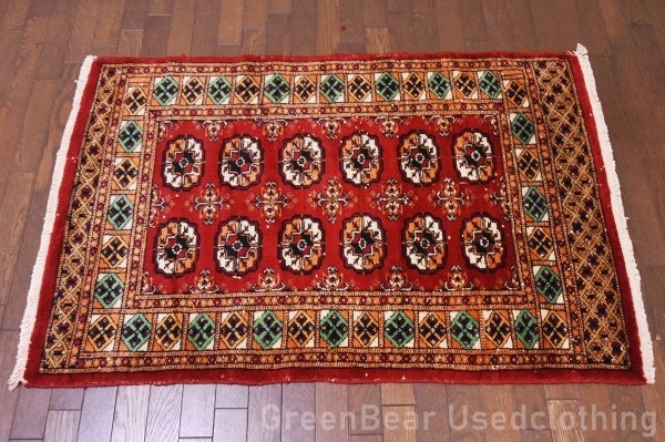 RAGU065 トライバルラグ 116.5cm×78cm ウール絨毯 アンティーク ヴィンテージ