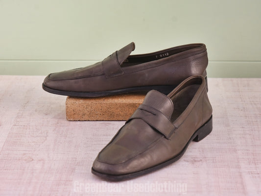 E449 スペイン製 Paraboot コインローファー グレー メンズ 7 25cm